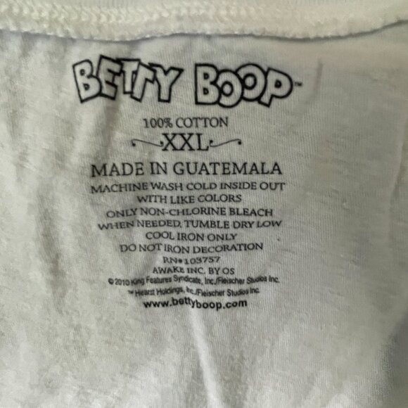 NWOT-NEW Betty Boop Scoop Neck White 100% Cotton Tshirt-Size XXL - Picture 3 of 6